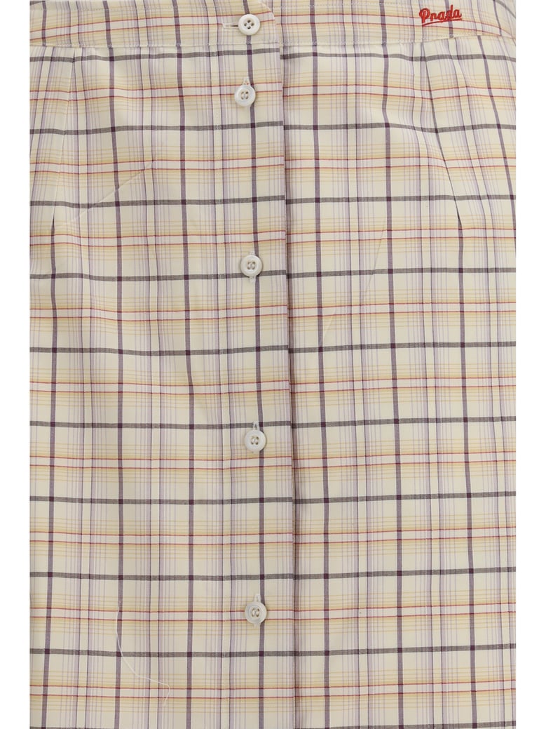 skirt checked cotton poplin natural/lilac by Selfnex