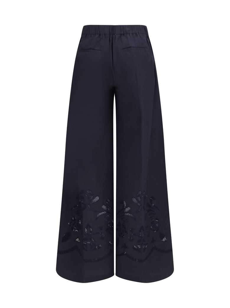 embroidered cotton trousers navy by Selfnex