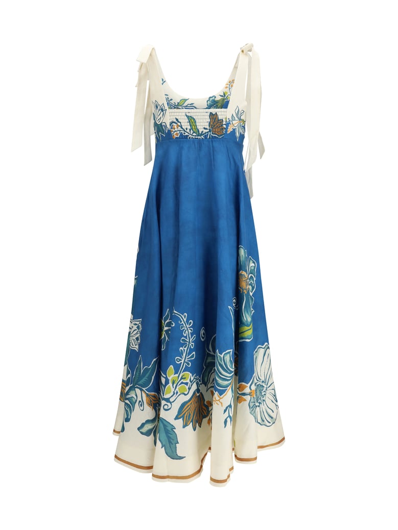 midi sundress luda ballet blue linen by Selfnex