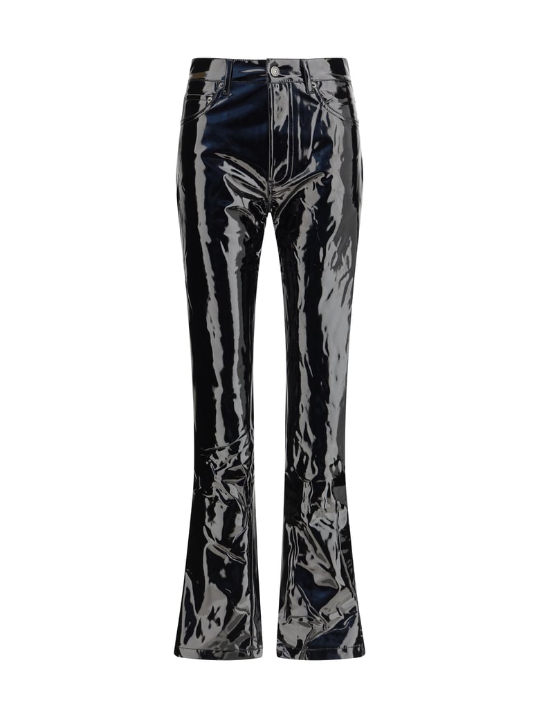 trousers straight fit vinyl black by Selfnex