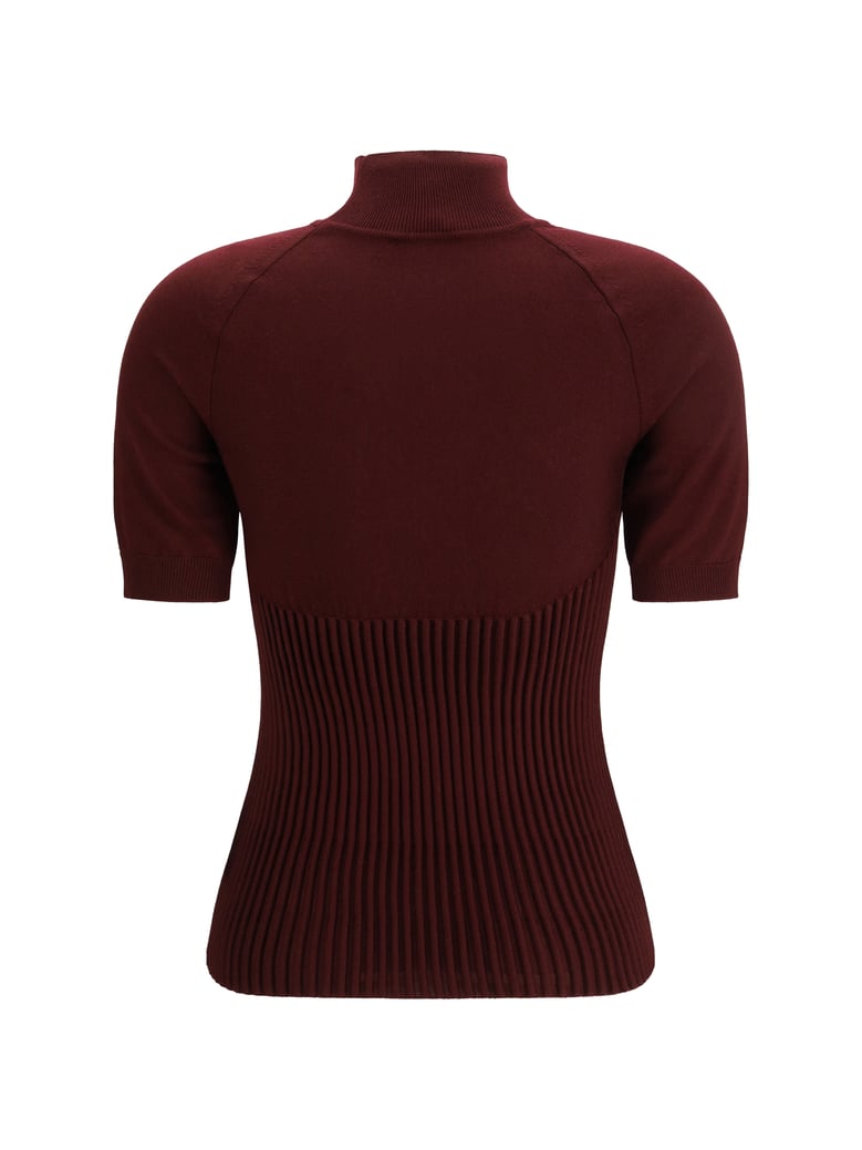 rib wool top burgundy by Selfnex