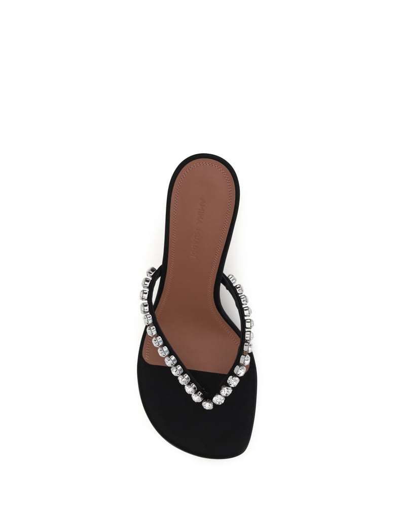 thong sandals gigi black satin by Selfnex