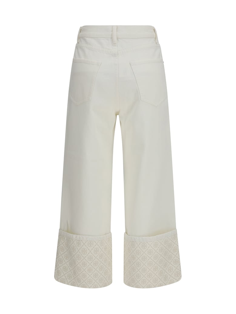 straight-leg jeans with t monogram cuffs, white by Selfnex