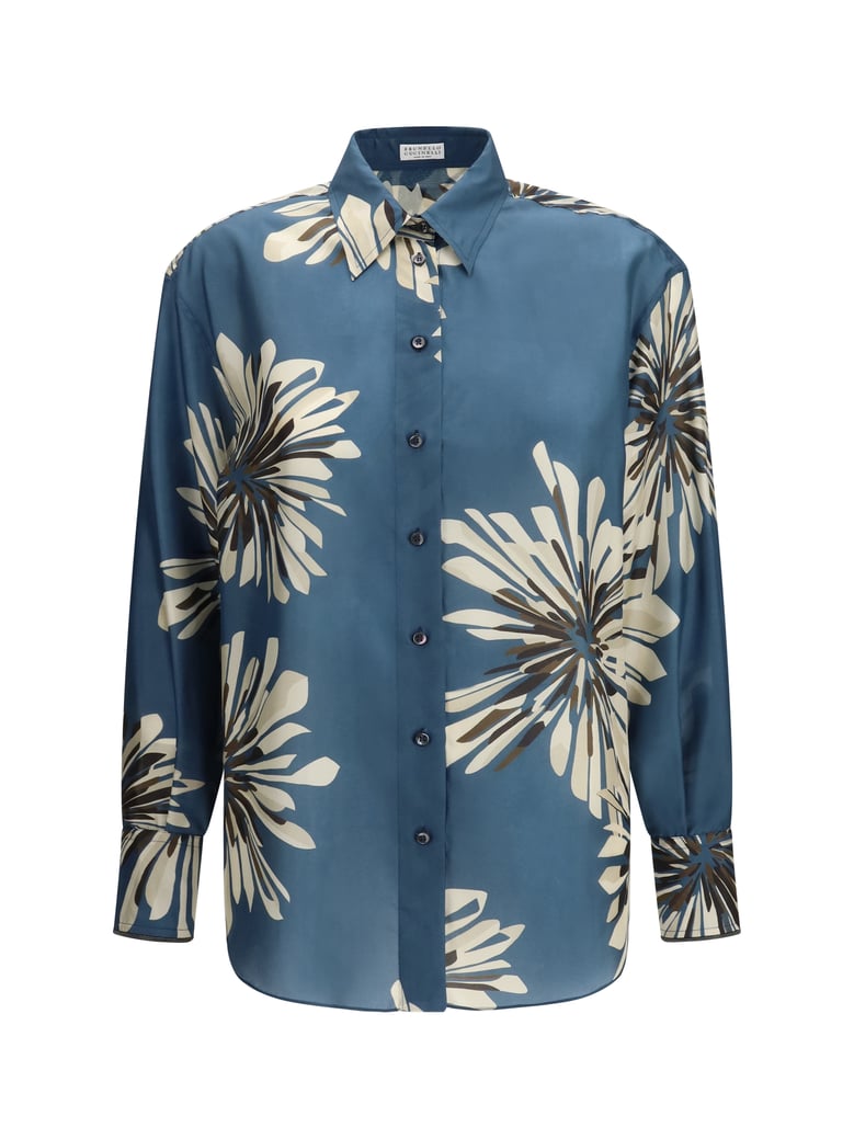 shirt floral silk blue by Selfnex