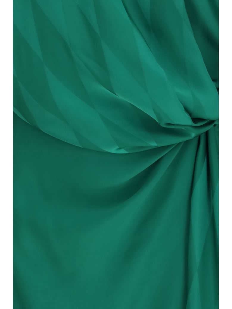 midi silk dress with twist detail, emerald by Selfnex