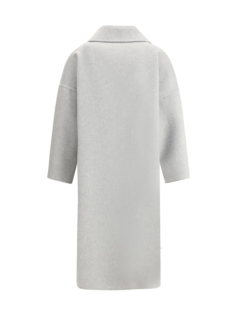 double-breasted long coat light grey melange by Selfnex