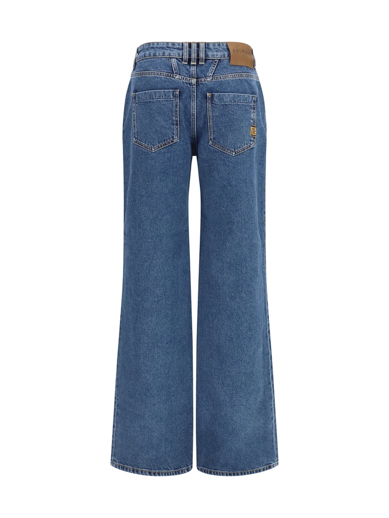 jeans straight wide-leg dark denim blue by Selfnex