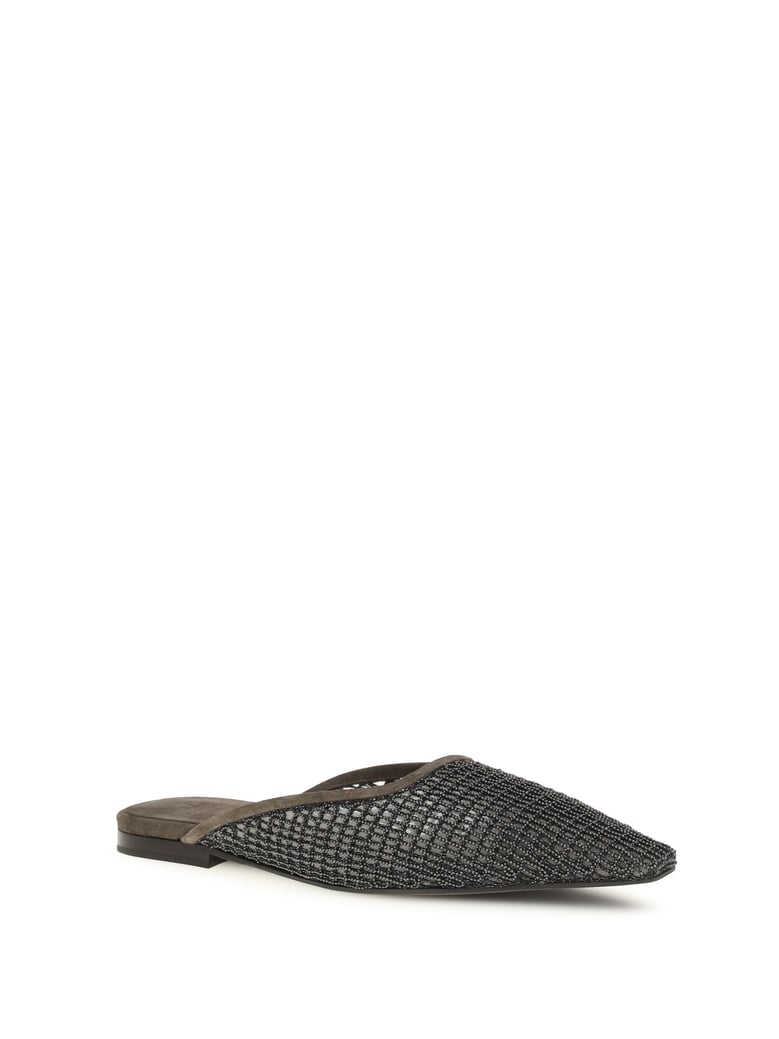 ballerina shoes suede with embellished net by Selfnex