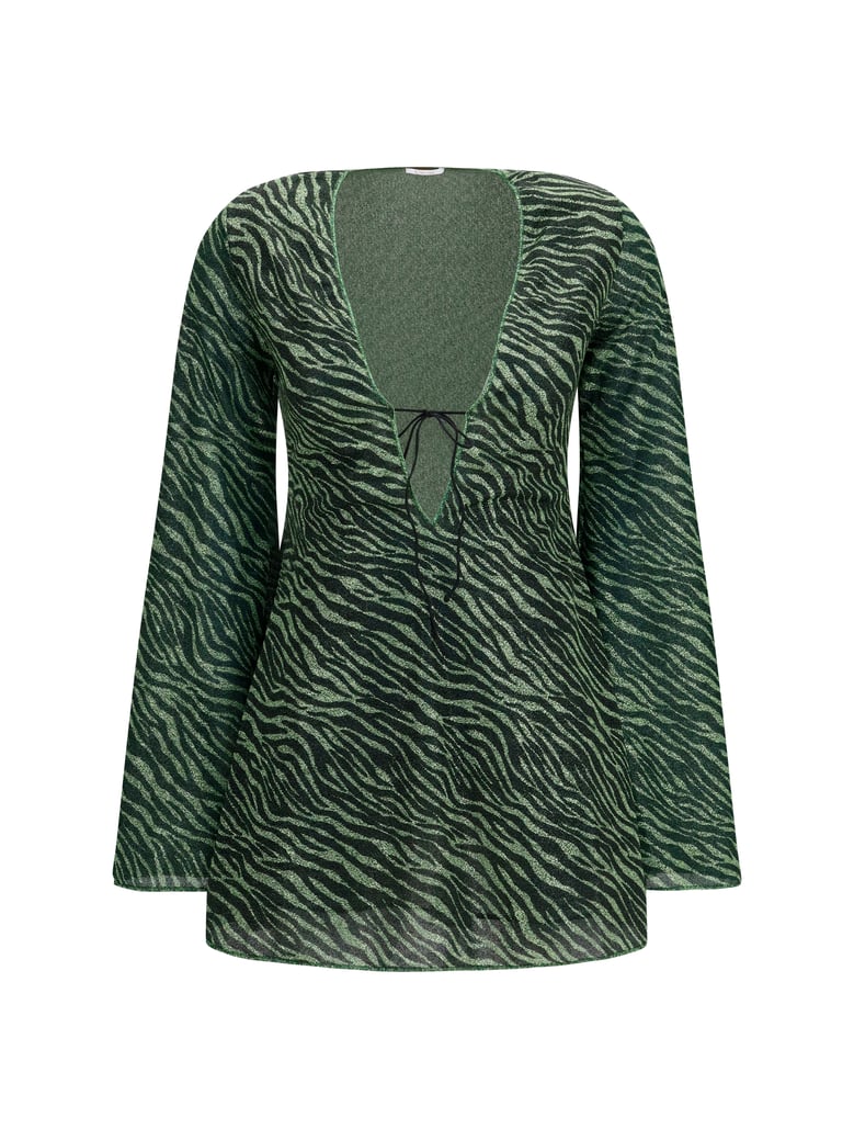 mini dress lumière animalier green/black by Selfnex