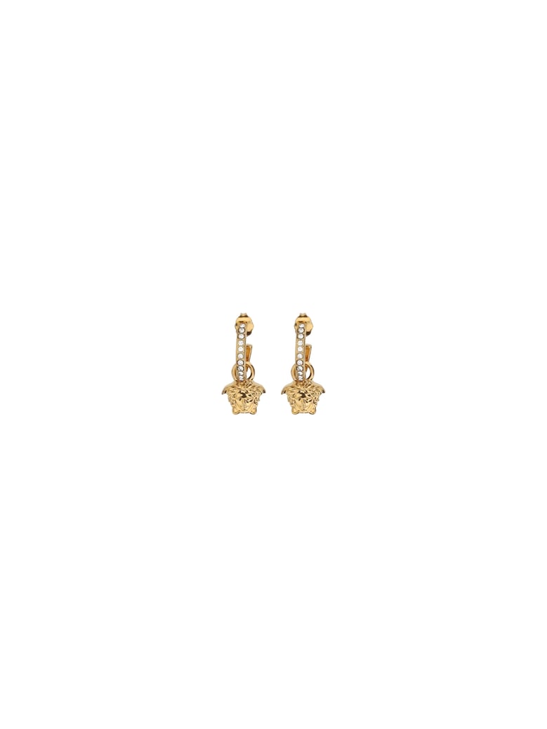 drop earrings medusa head gold crystal by Selfnex