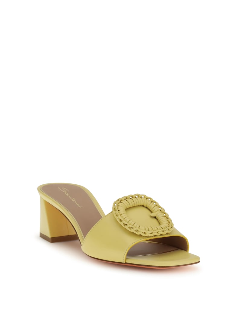 leather mule sandals yellow by Selfnex