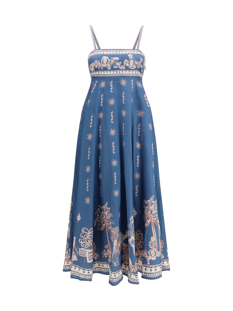 maxi dress acacia linen blue by Selfnex