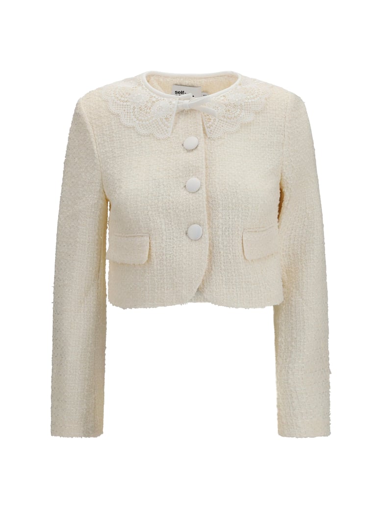 bouclé jacket cream lace collar by Selfnex