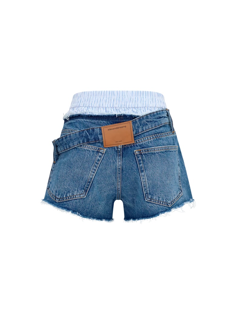 denim shorts vintage marbled blue by Selfnex