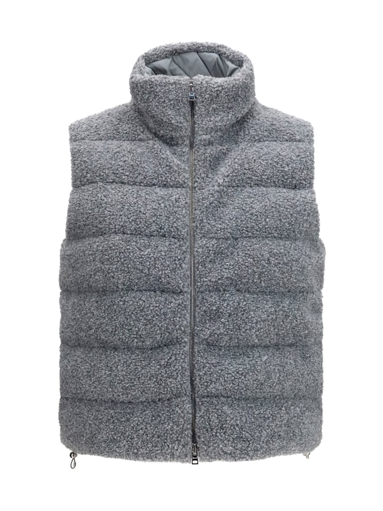 padded vest shearling front pearl grey by Selfnex