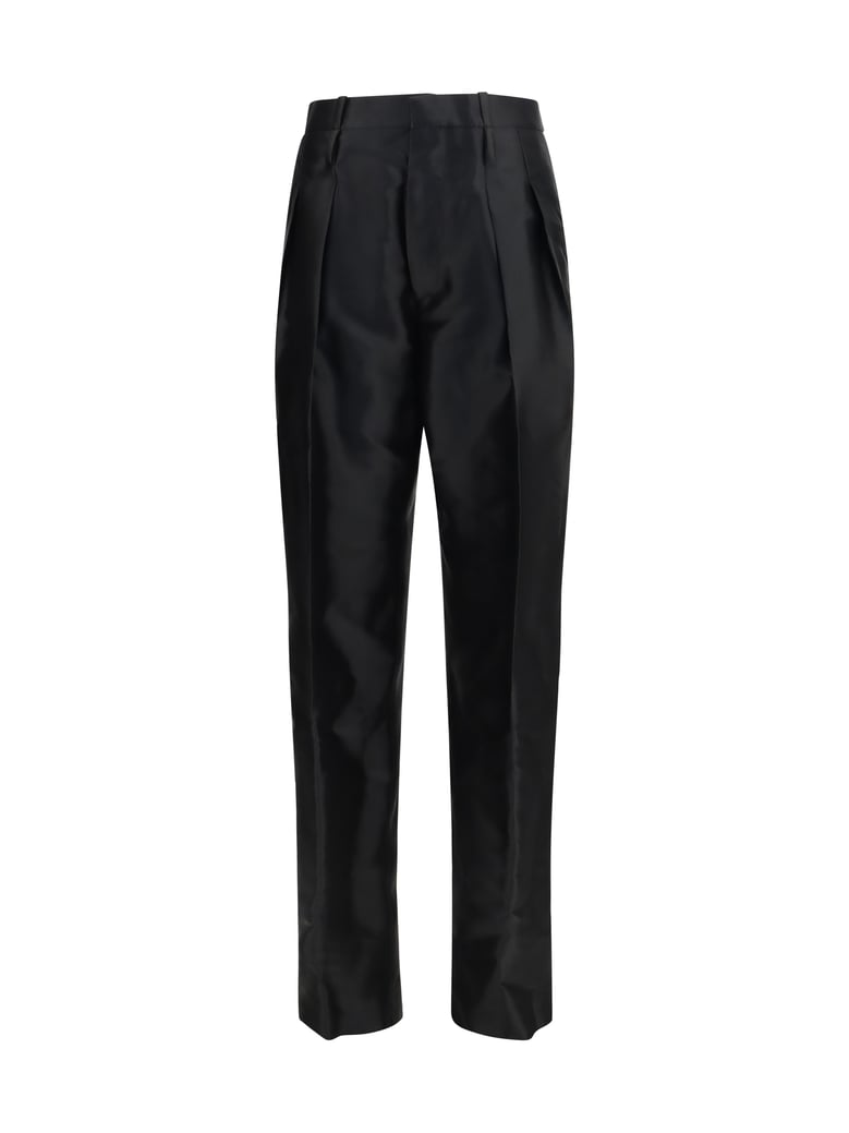 tapered wool trousers double black by Selfnex
