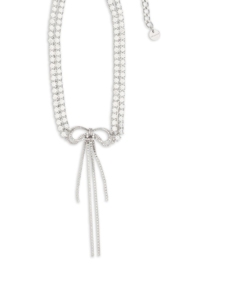 choker double bow crystal silver by Selfnex