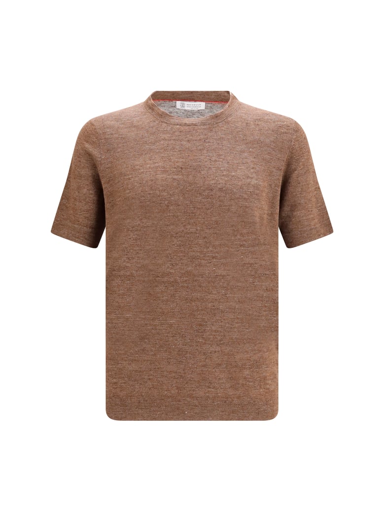 t-shirt linen-cotton crewneck hazelnut by Selfnex