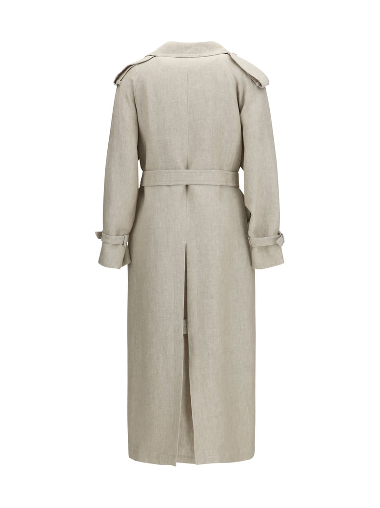 trench coat double-breasted linen brown grey by Selfnex