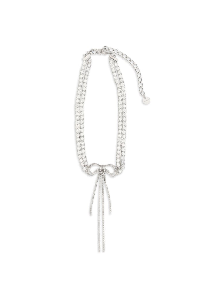 choker double bow crystal silver by Selfnex