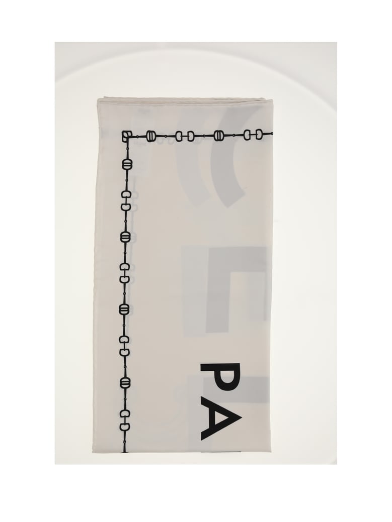 silk square scarf 90x90 white/black by Selfnex