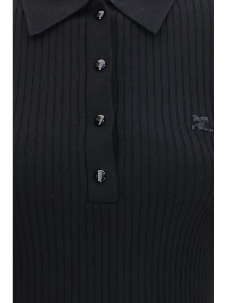 polo shirt ribbed knit black by Selfnex
