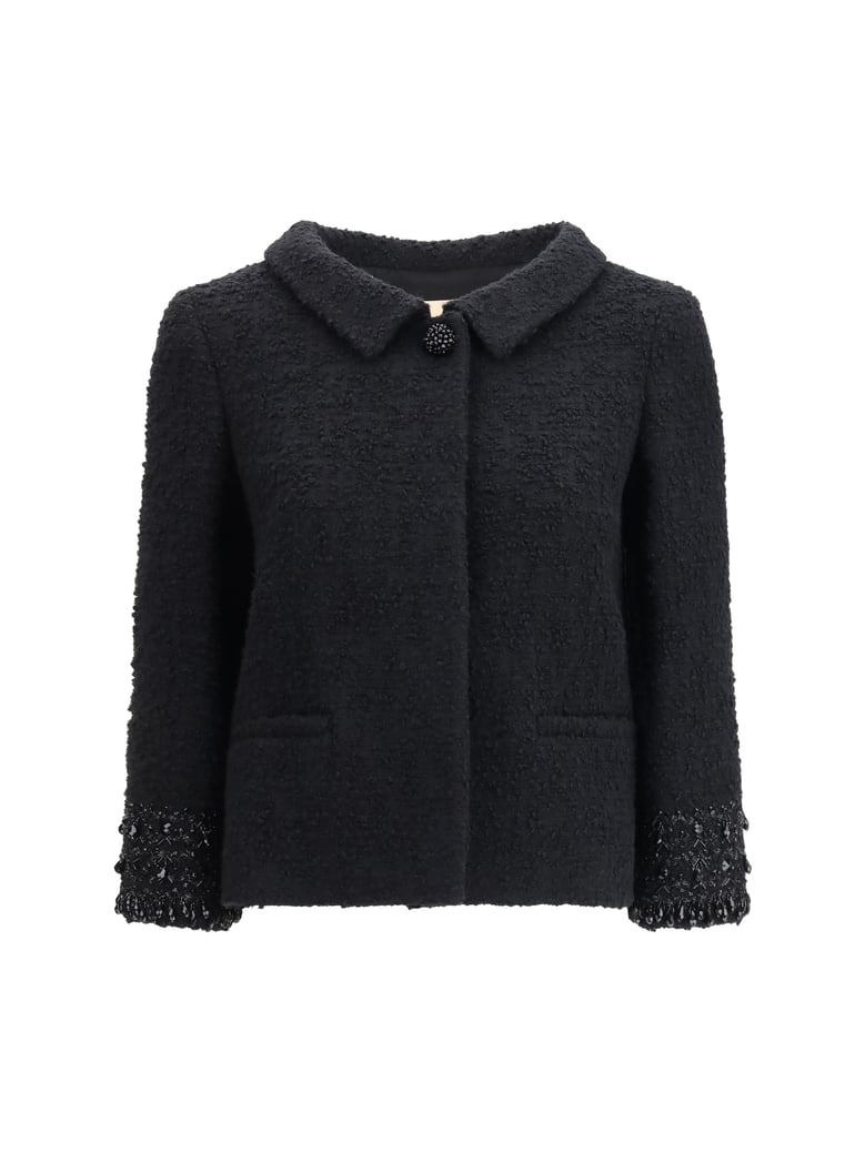 jacket virgin wool tweed black by Selfnex