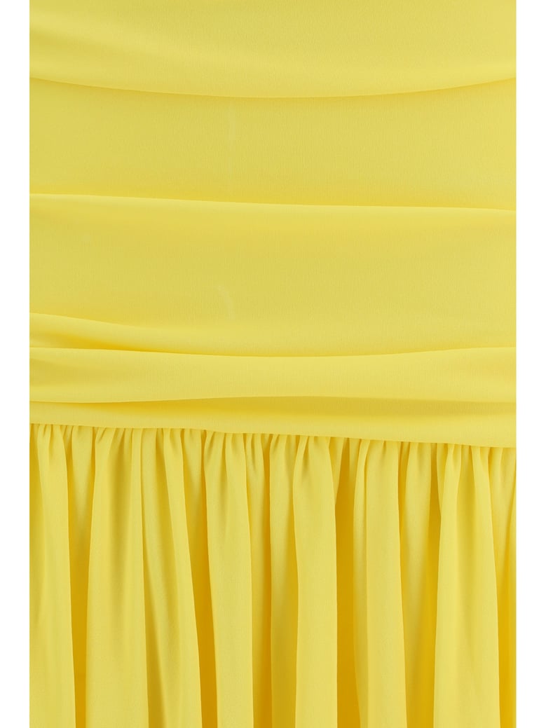 pleated midi dress yellow by Selfnex