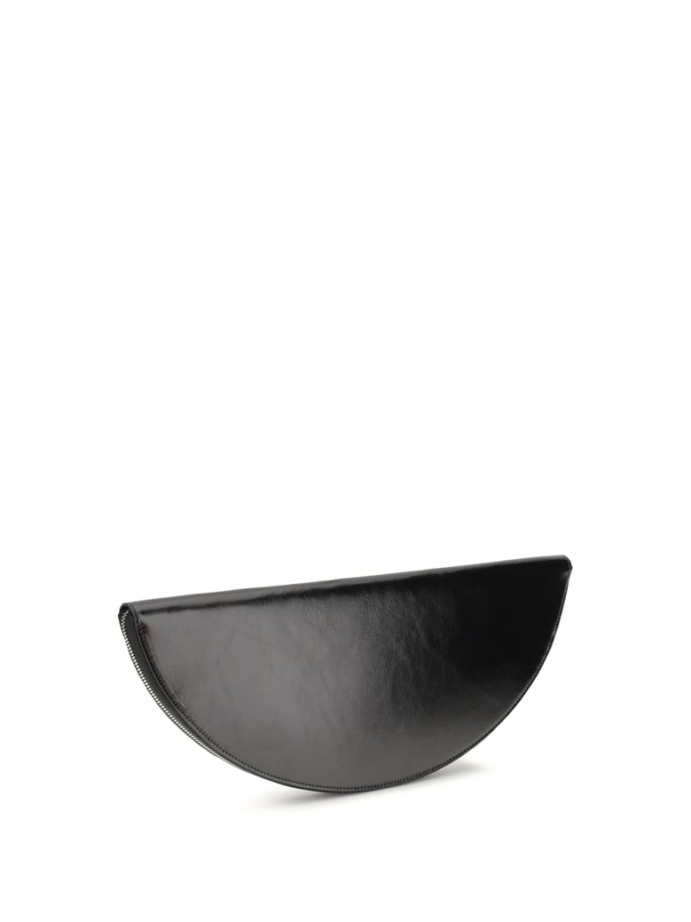 clutch bag halfmoon black leather by Selfnex