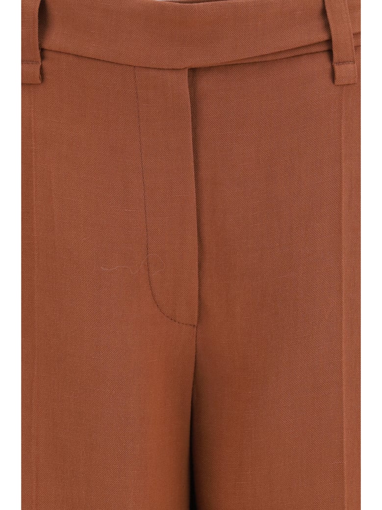 cigarette pants firebrick viscose-linen by Selfnex