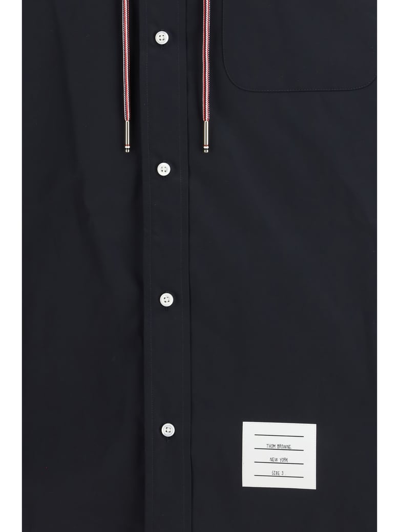 hooded shirt jacket navy nylon-cotton by Selfnex