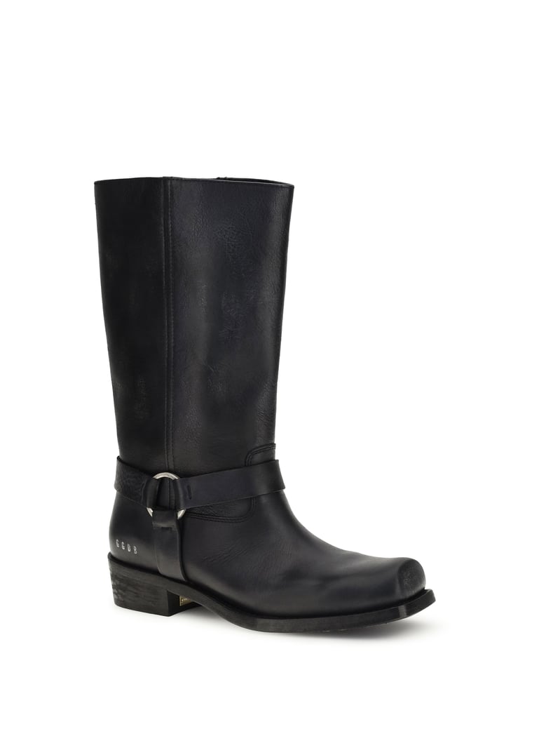 leather biker boots black by Selfnex