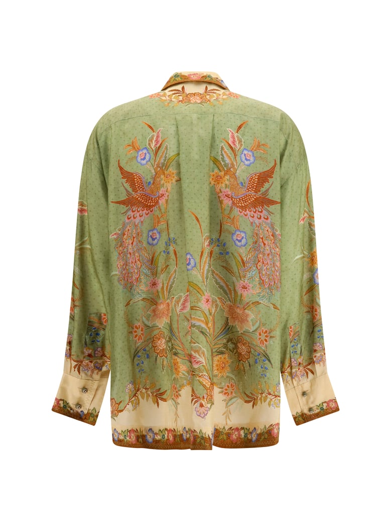 shirt indra khaki floral silk by Selfnex