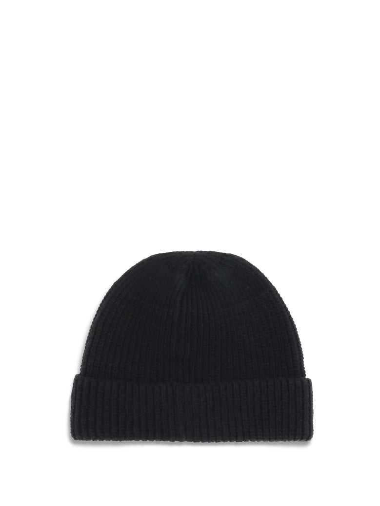 beanie hat black with logo plaque by Selfnex