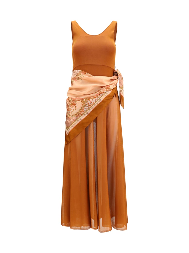 maxi dress aster scarf tan/print by Selfnex