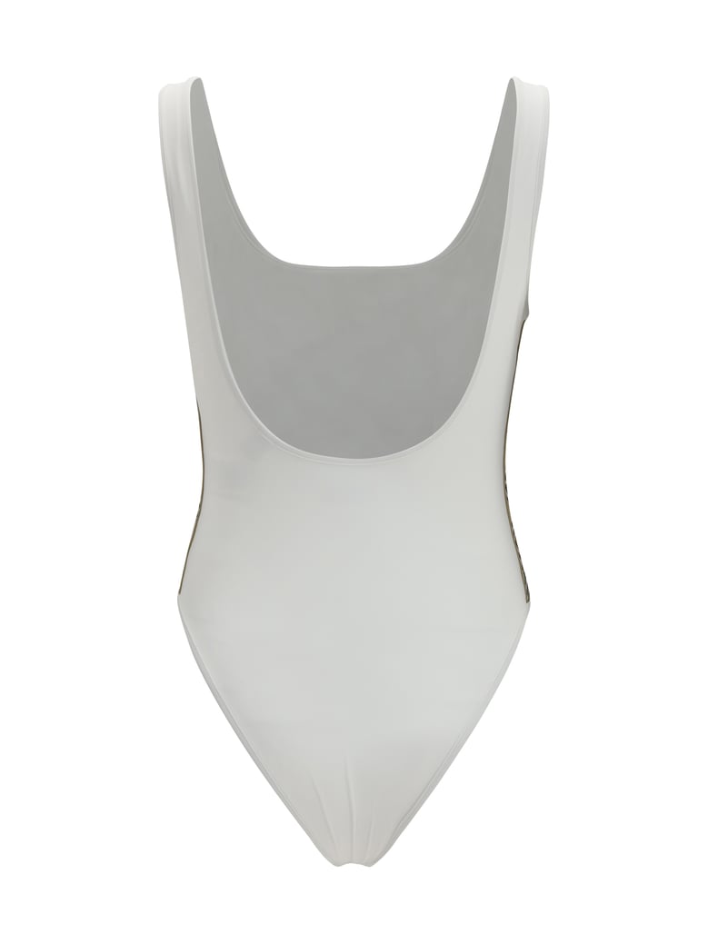 one-piece swimsuit with check trim — chalk by Selfnex