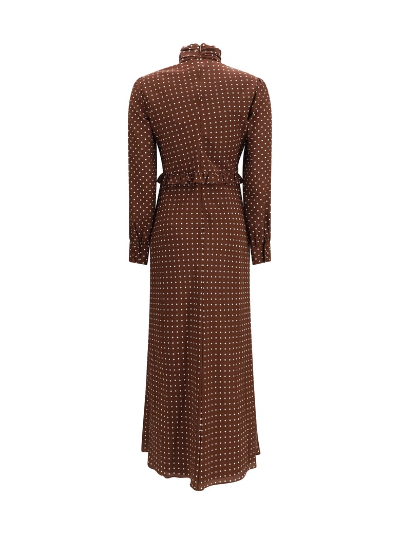 midi dress polka dot silk brown/white by Selfnex