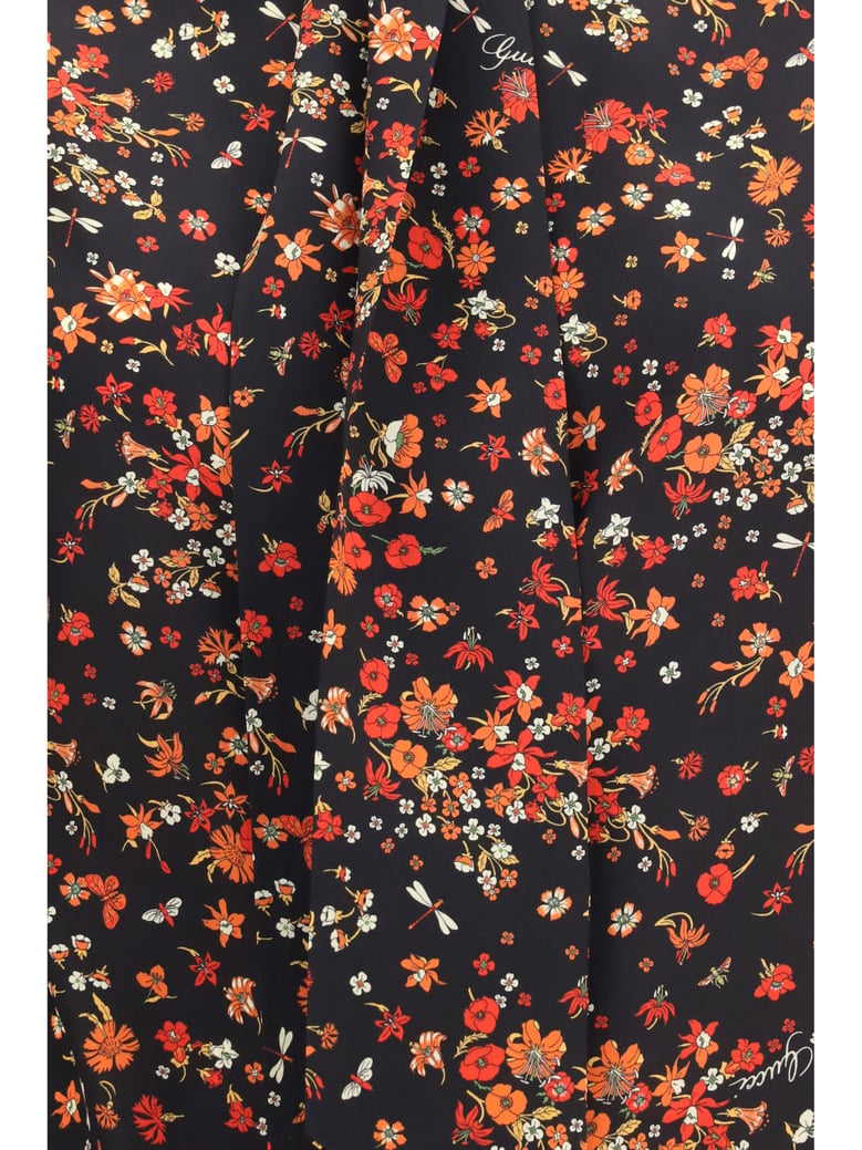shirt flora print silk tie-neck by Selfnex