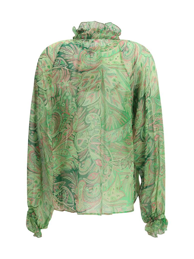 shirt paisley green silk by Selfnex