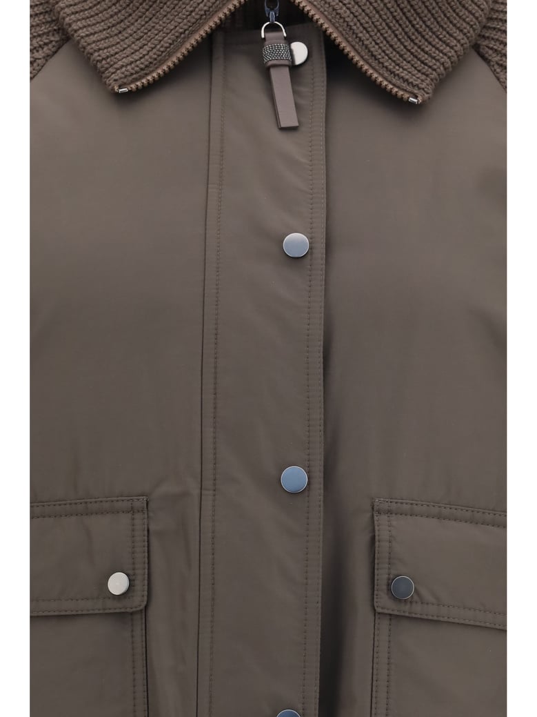 down jacket with wool sleeves by Selfnex
