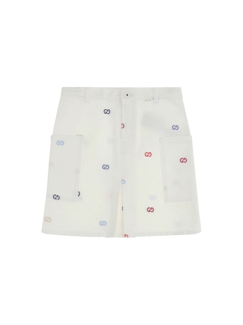 skirt gg cotton denim jacquard white/multicolour by Selfnex
