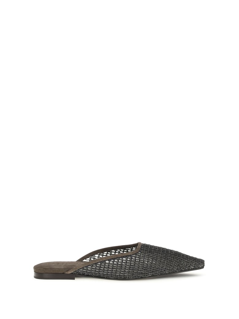 ballerina shoes suede with embellished net by Selfnex