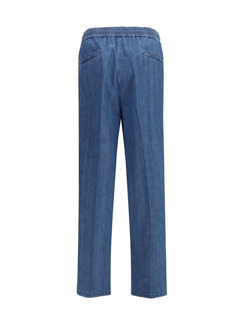 pants lightweight denim with drawstring and double pleats by Selfnex