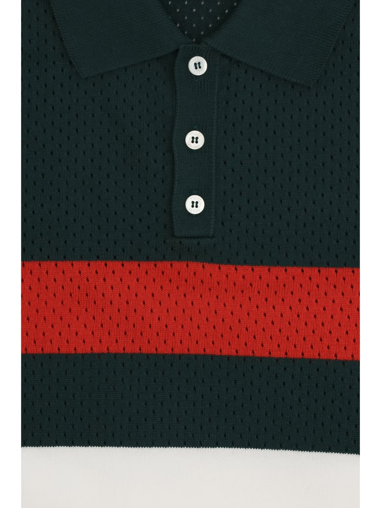polo shirt white/green/red by Selfnex