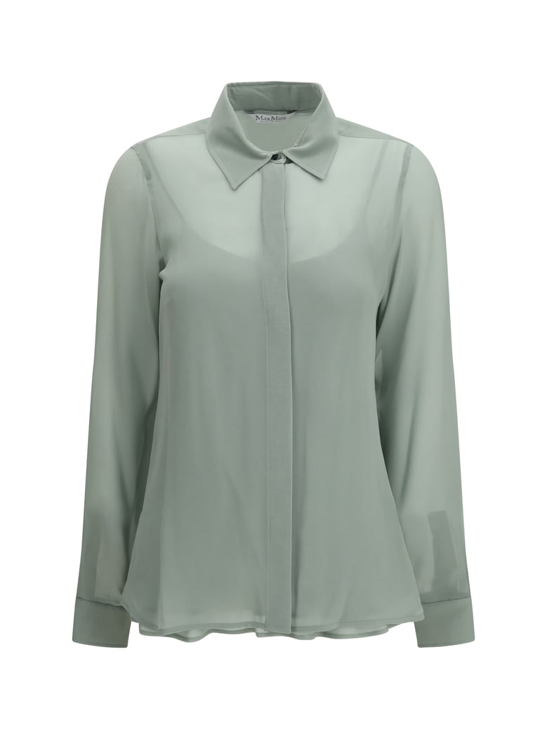 long-sleeve silk shirt sage green by Selfnex