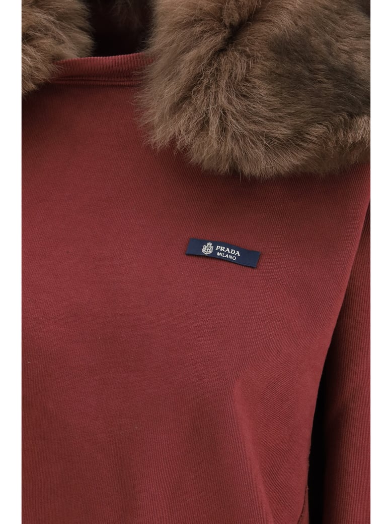sweatshirt with shearling collar bordeaux by Selfnex