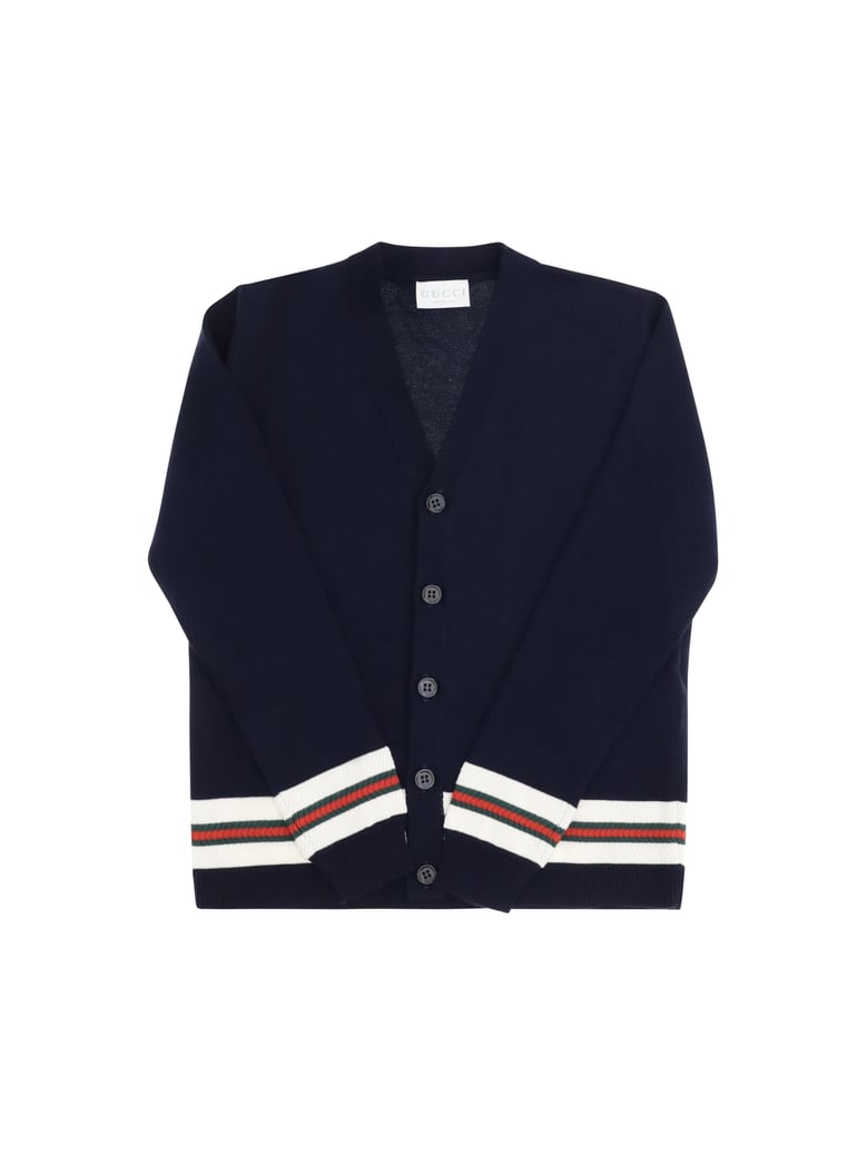 cardigan with web stripes ink/white by Selfnex