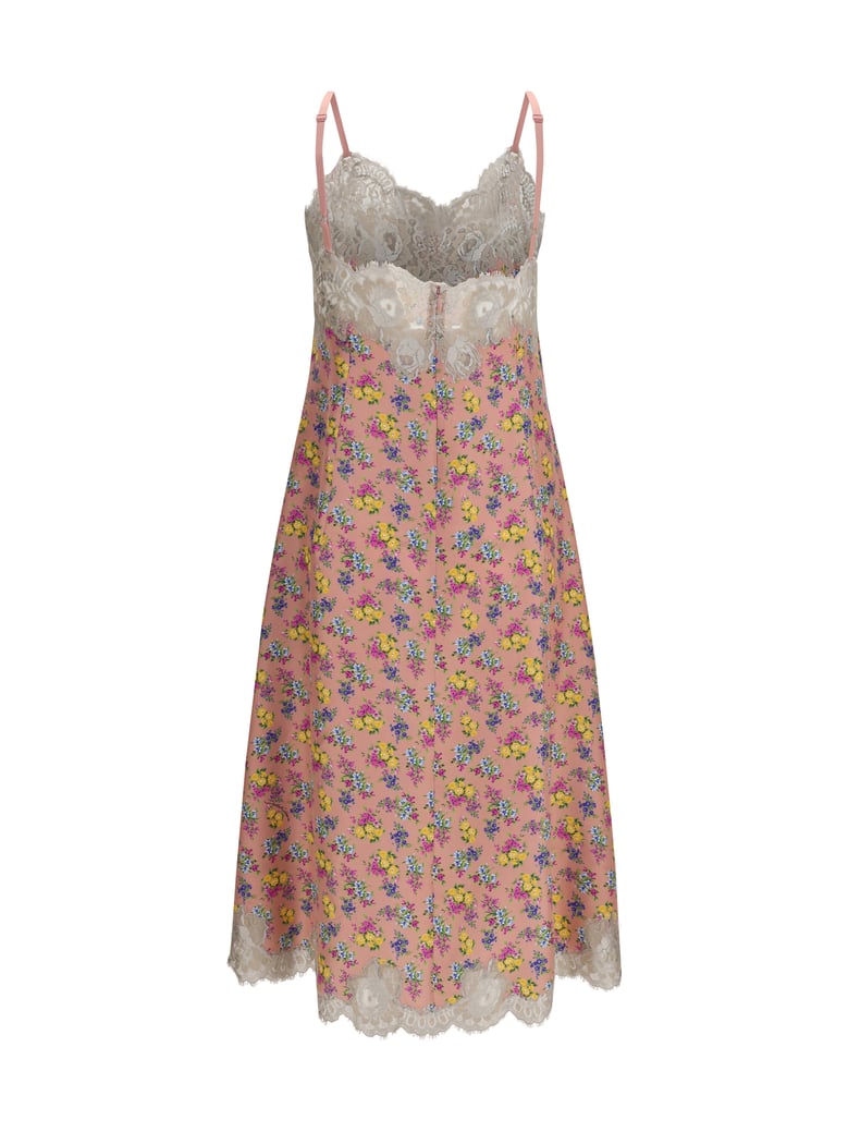 slip dress fiorellini pink silk by Selfnex