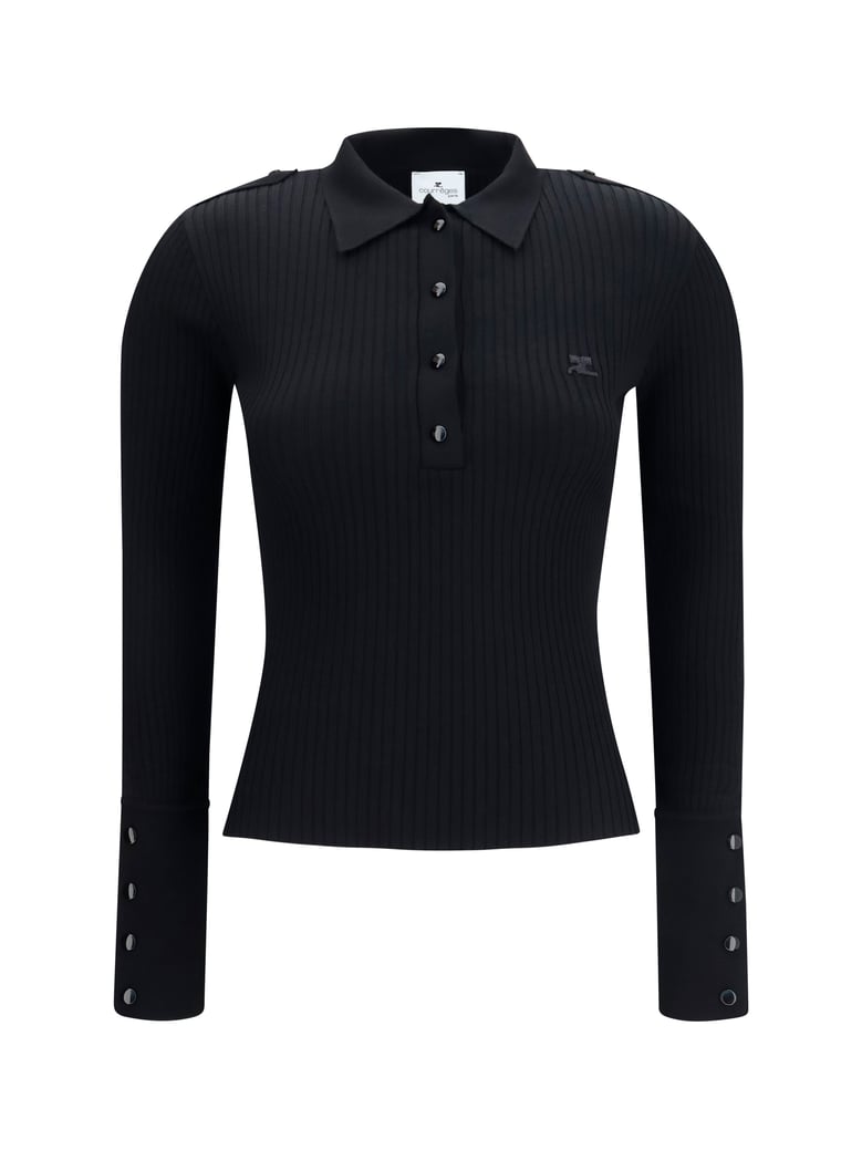 polo shirt ribbed knit black by Selfnex