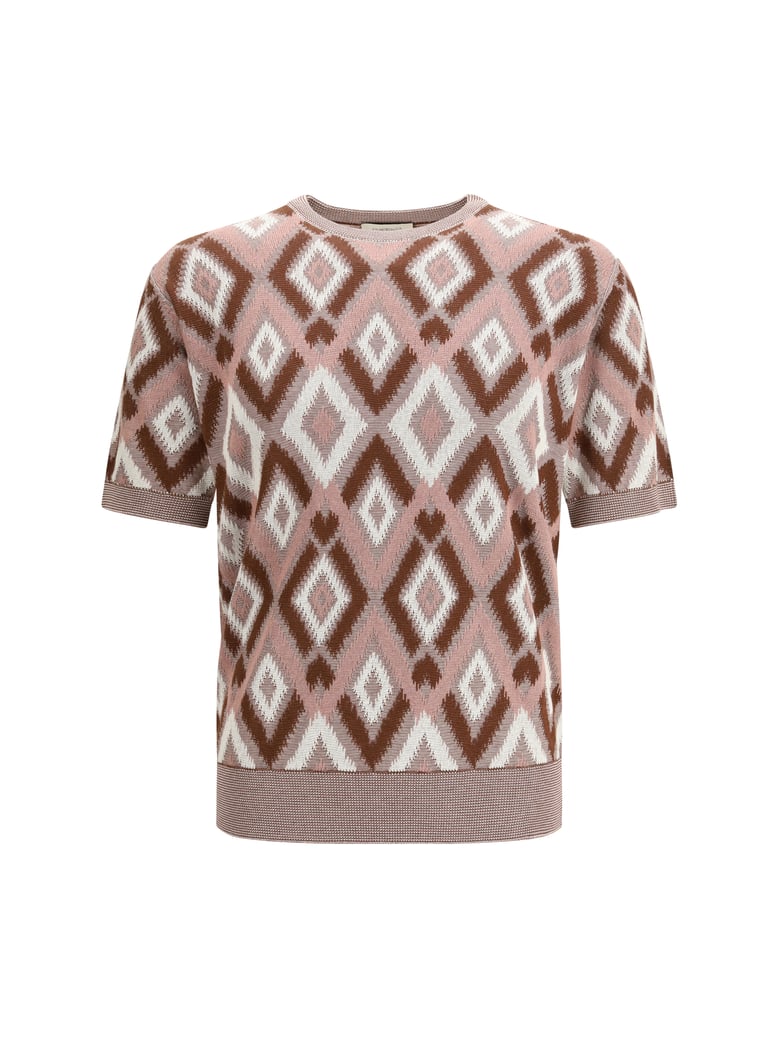 short-sleeve crewneck sweater antique rose by Selfnex